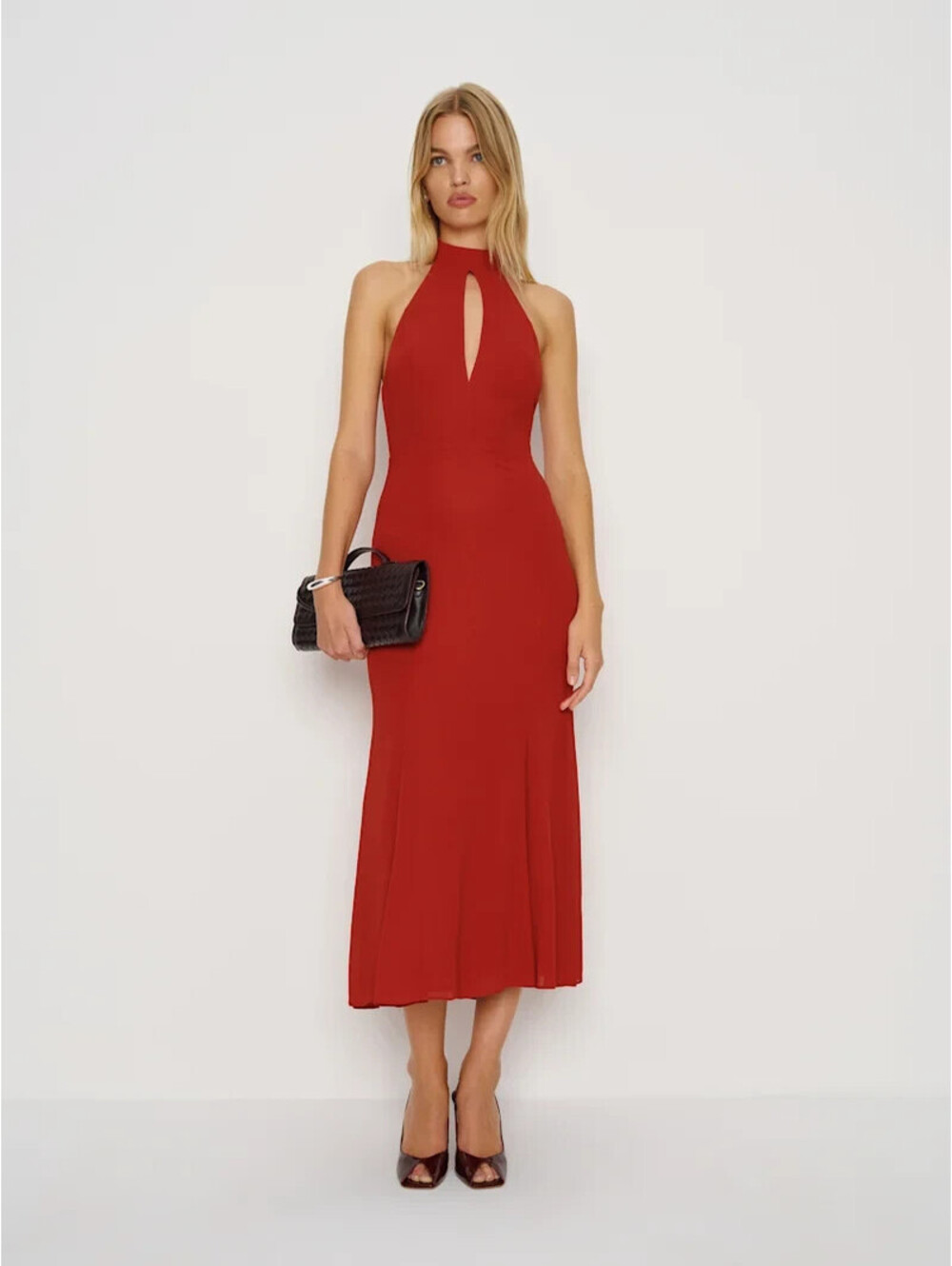 Reformation Red Halter Midi Dress